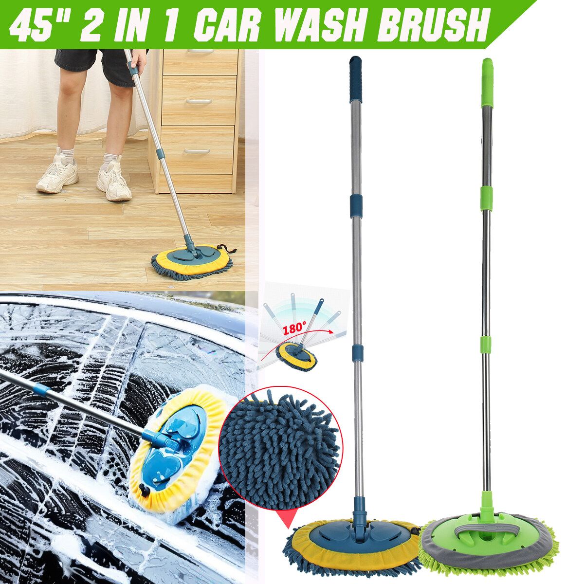 Car Home Wash Brush 2 In 1 W/45