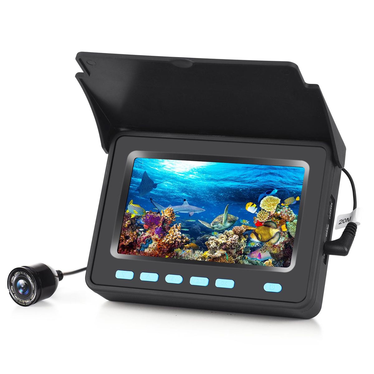 20M/30M 1200TVL Underwater Fishing Camera Fish Finder 4.3'' LCD Monitor 8PCS IR LED Night Vision Camera for Ice Boat Fishing