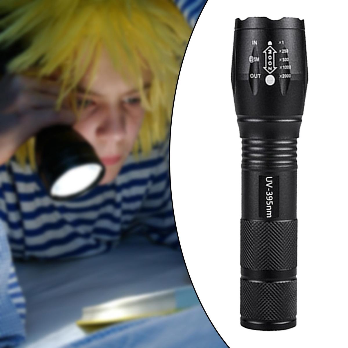 Small  T6 LED Flashlight Rechargeable Outdoor Torch Light Purple Light
