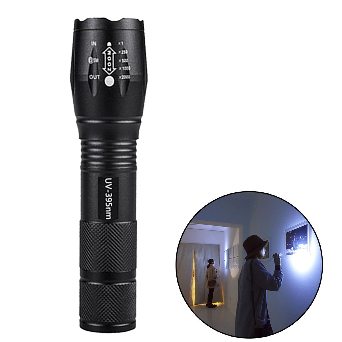 Small  T6 LED Flashlight Rechargeable Outdoor Torch Light Purple Light