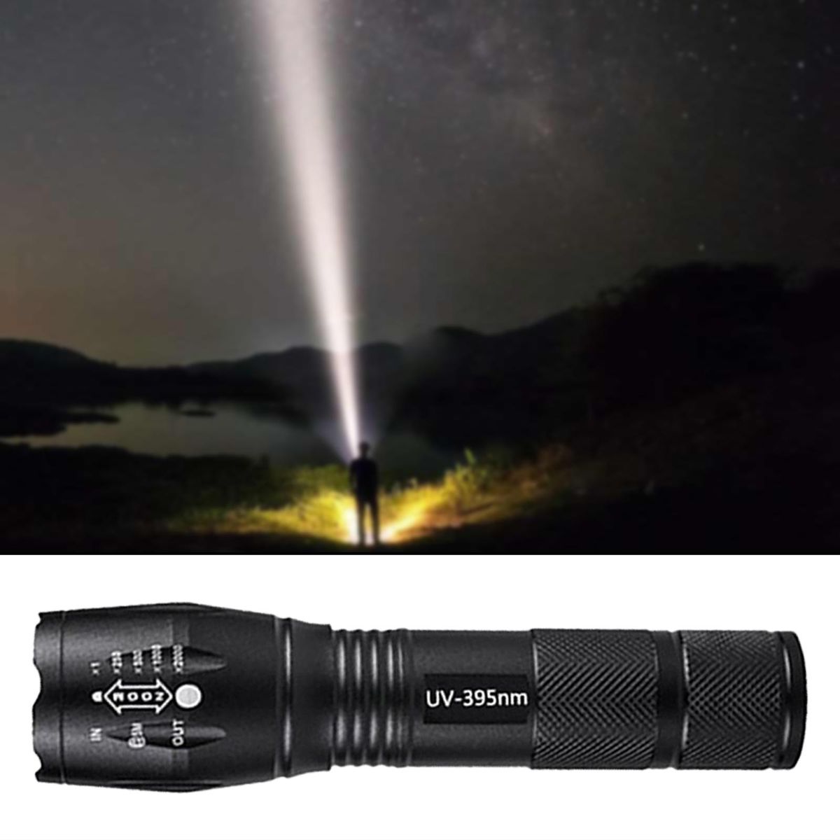 Small  T6 LED Flashlight Rechargeable Outdoor Torch Light Purple Light