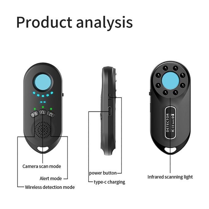 Camera Detector Rechargeable Find And Locate Anti- Anti-Candid White