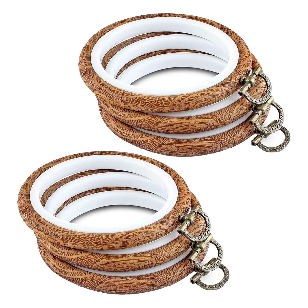 6Pcs Embroidery Hoops 393 Inch Round Embroidery with Metal Ring Imitated Wood Embroidery Circle Embroidery Hoop