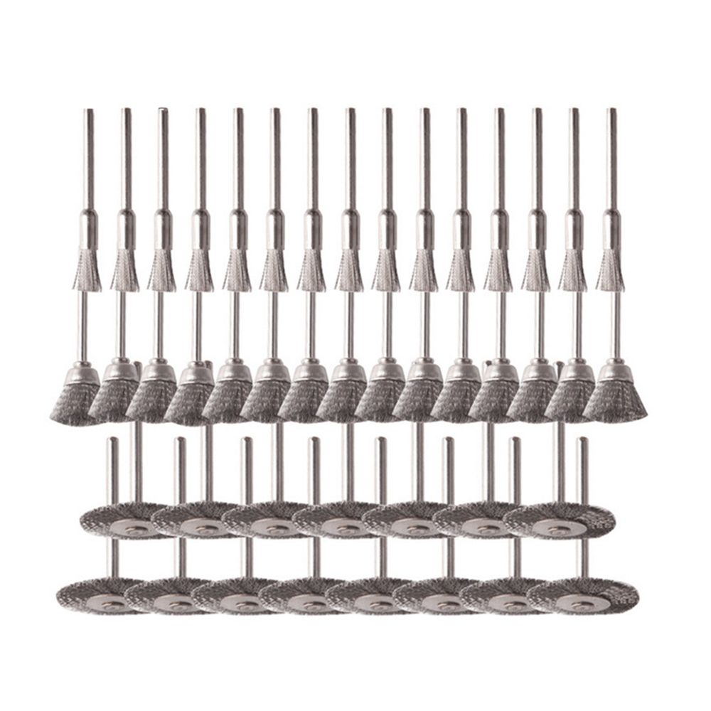 45-Pieces Stainless Steel Wire Brush Wheel Set 1/8'' Shank