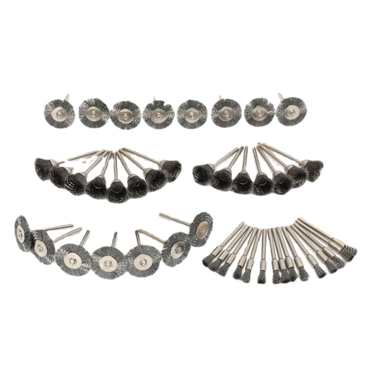 45-Pieces Stainless Steel Wire Brush Wheel Set 1/8'' Shank