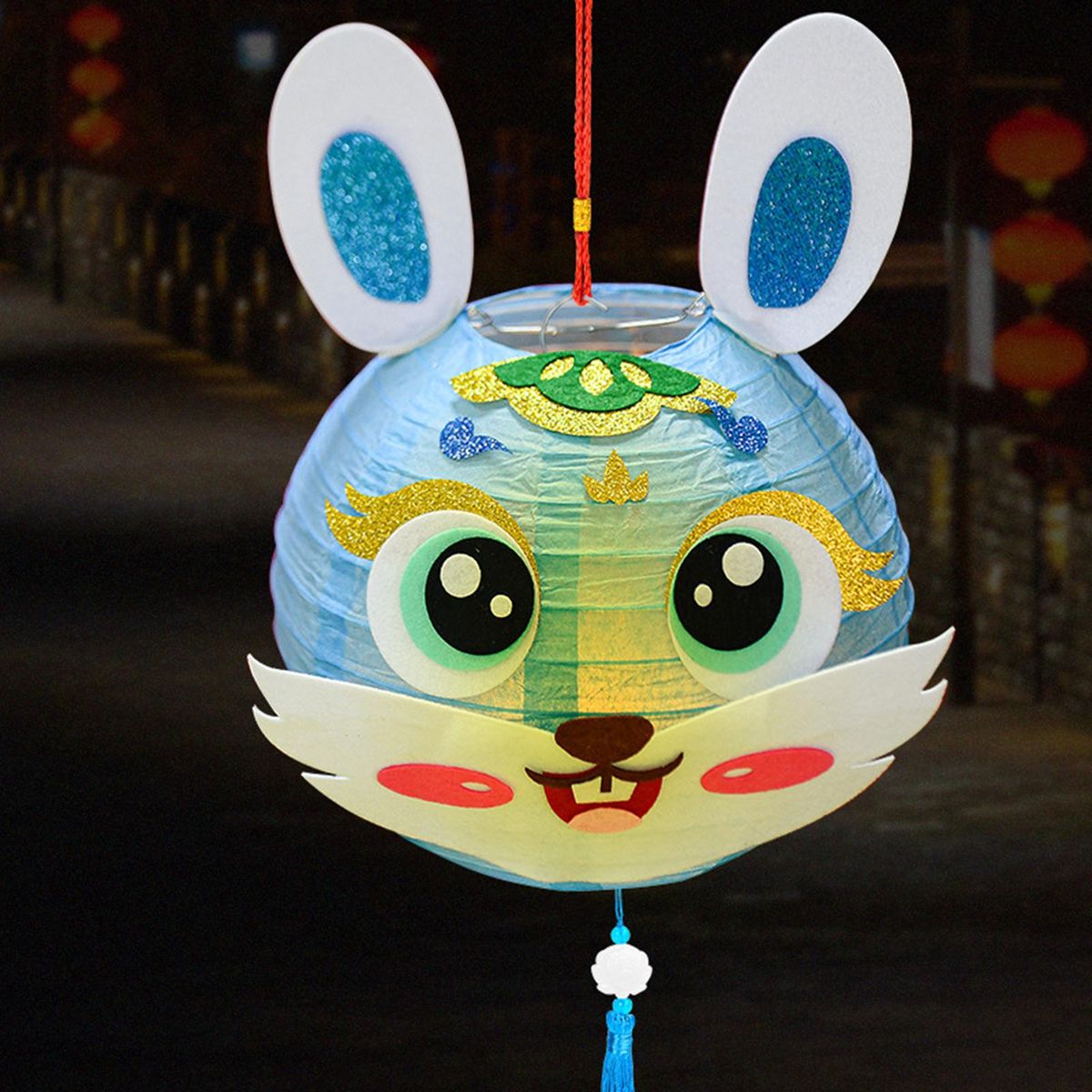 Spring Festival Lantern Rabbit Lantern Pendant Spring Festival New Year Light Blue