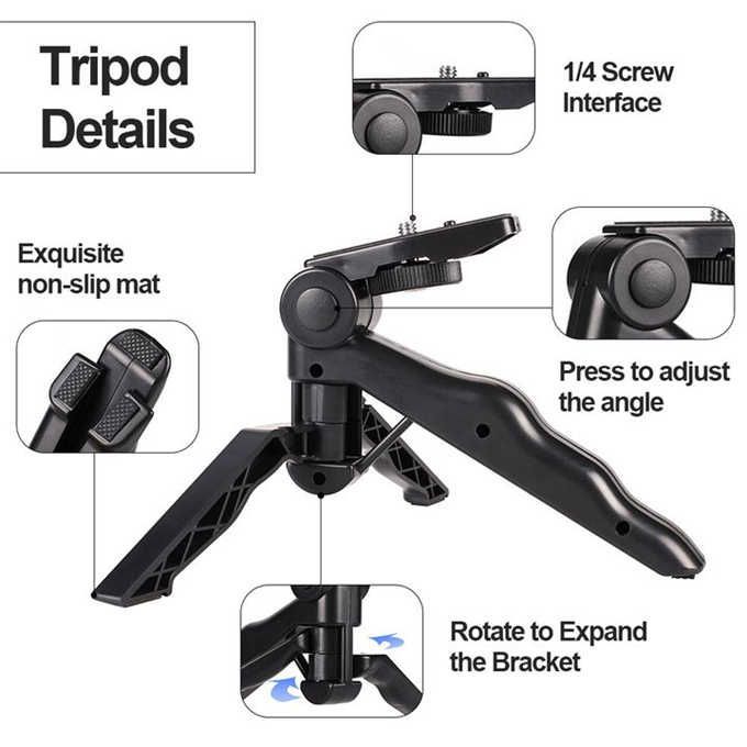 Tripod Stand Ring Light Phone Selfie Stick Spin Desktop Stabilizer Phone Clip Black One Size