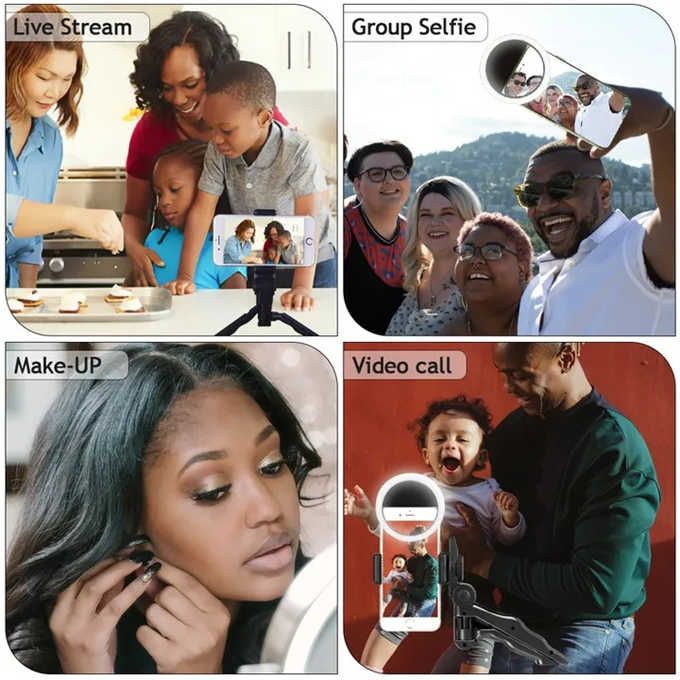 Tripod Stand Ring Light Phone Selfie Stick Spin Desktop Stabilizer Phone Clip Black One Size
