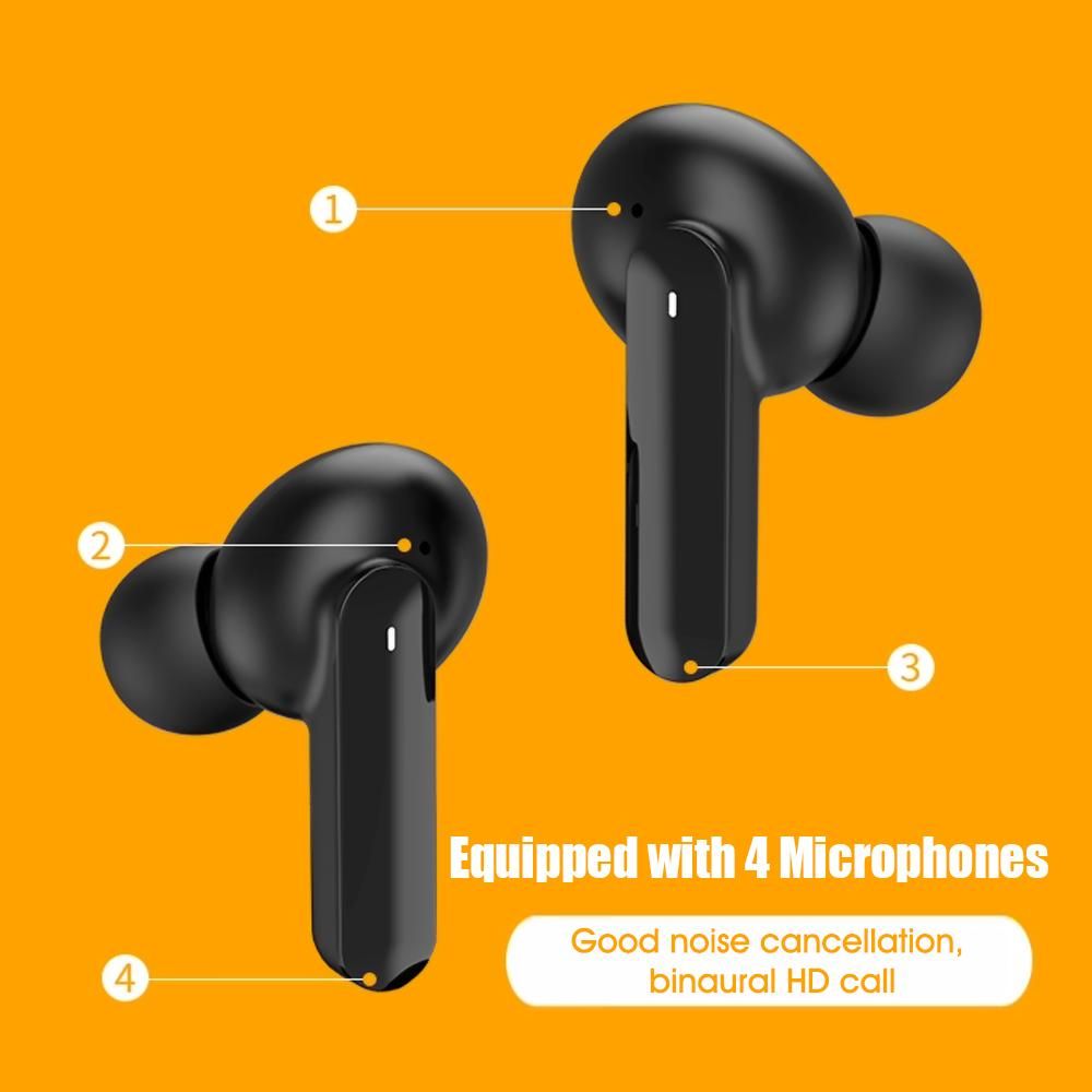 QCY T10 True Wireless Earbuds BT Headphones Dual Balanced Armature Drivers 4 Microphones Noise Cancellation Touch Control IPX5 Waterproof Sports Headphones for Gaming Sports Gym