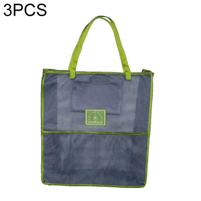 3 PCS Sundries Mesh Storage Bag, Colour: Green (Oversized)