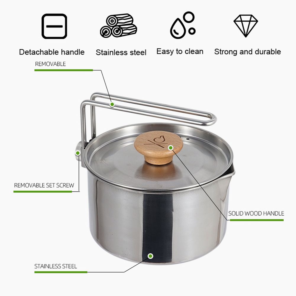 Stainless Steel Kettle Outdoor Camping Pot Portable