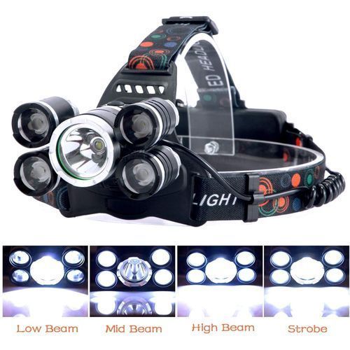 Headlight 40000 Lumen 5T6+Q5 LED Flashlight Torch Lanterna Head Light With Battery Charger