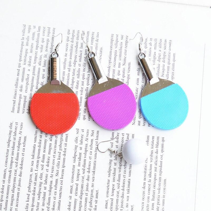 Exaggerated Sports Series Table Tennis Tennis Bowling Earrings High Grade Stereo Double-sided Fashion Asymmetric Ball Eardrop