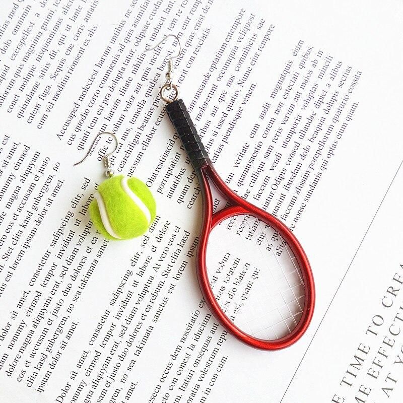 Exaggerated Sports Series Table Tennis Tennis Bowling Earrings High Grade Stereo Double-sided Fashion Asymmetric Ball Eardrop