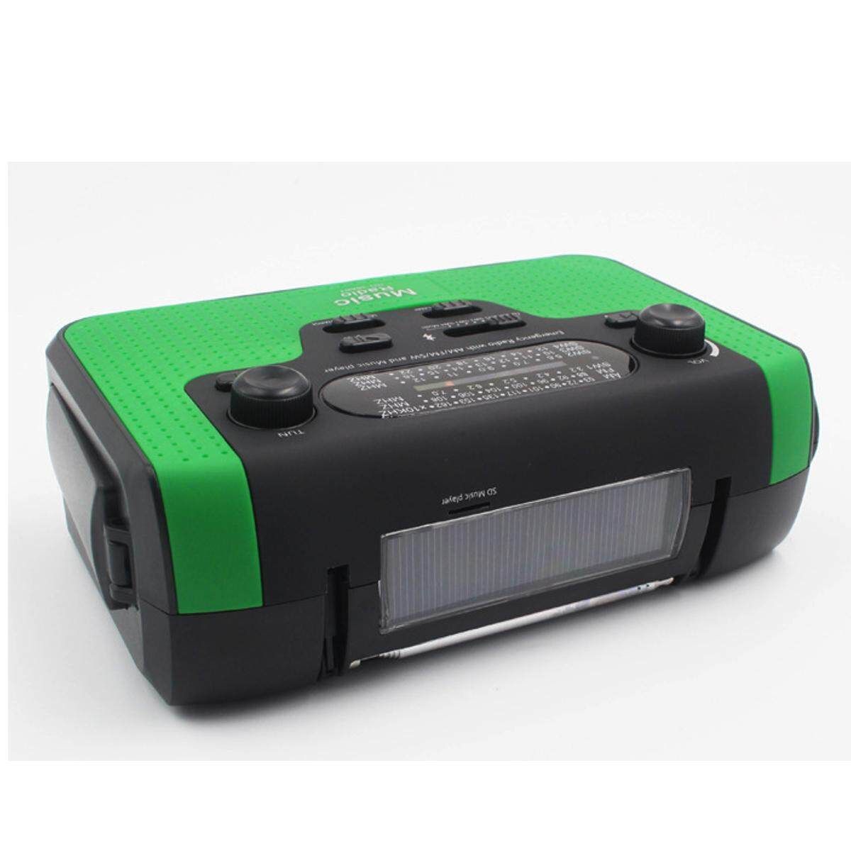 FM/AM/SW Solar Hand Crank Emergency Radio USB Bluetooth Speaker LED Flashlight Green Green (green)