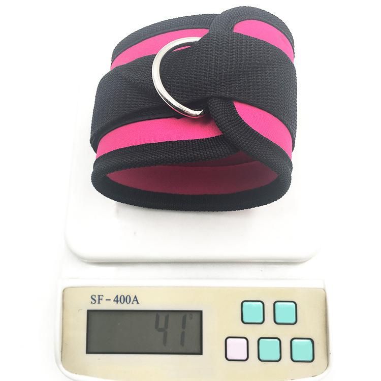 Adjustable D-Ring Ankle Strap Buckle Body Building Resistance Band Gym Multi Thigh Leg Ankle Cuffs Power Weight Lifting Fitness Rope Rose Red