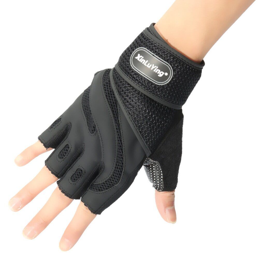 Men Weight Lifting Gym Sport Exercise Training Fitness Wrist Wrap Black XL XL