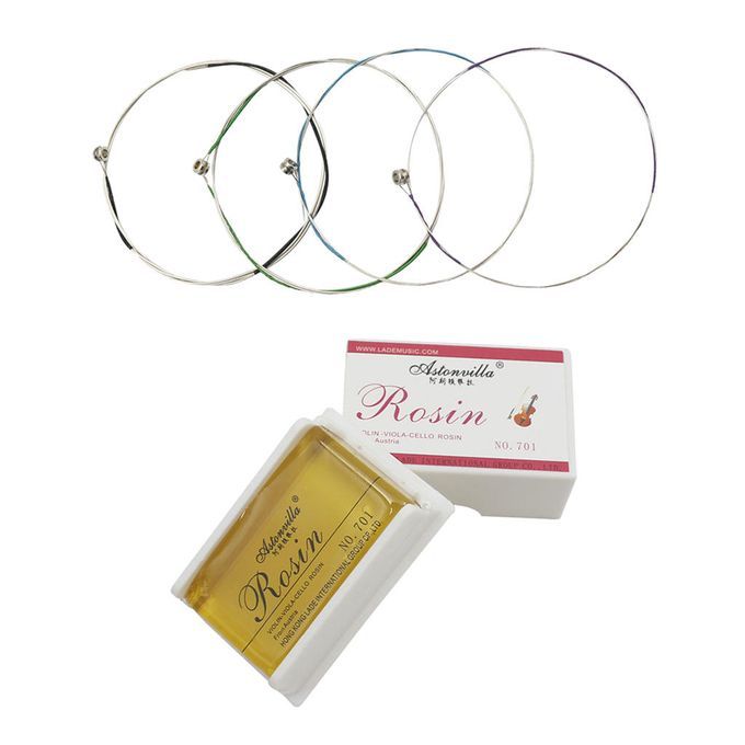 Full Set GDAE Silver Violin Strings Kit & Violin Viola Cello Rosin