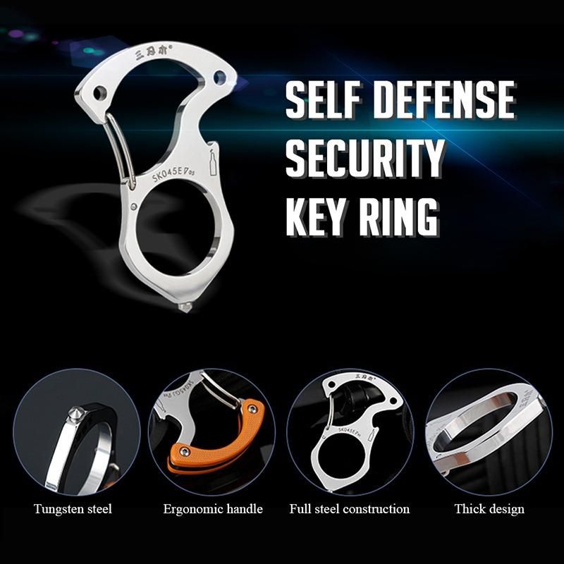 Multifunctional Keychain Bottle Opener Self-defense Portable Mountaineering Car Keychain Gift Stainless Steel Hanging Buckle