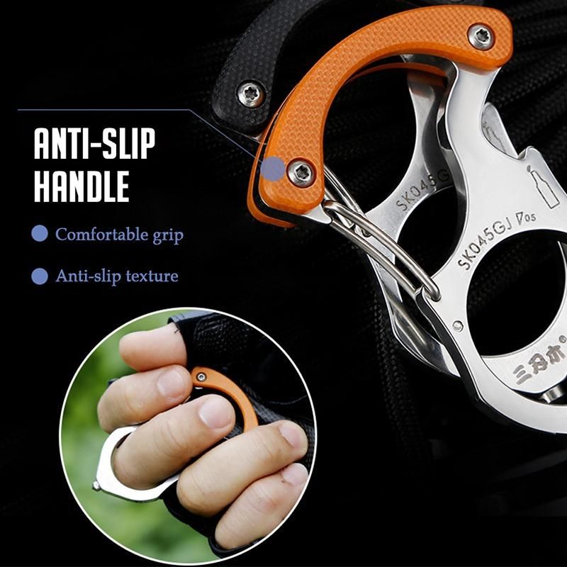 Multifunctional Keychain Bottle Opener Self-defense Portable Mountaineering Car Keychain Gift Stainless Steel Hanging Buckle