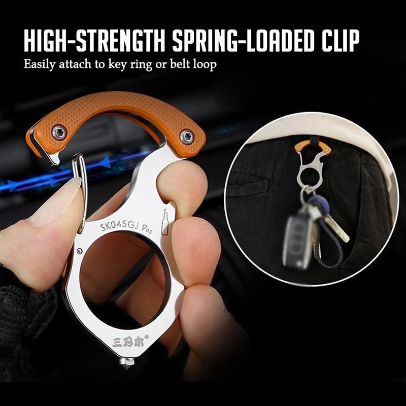 Multifunctional Keychain Bottle Opener Self-defense Portable Mountaineering Car Keychain Gift Stainless Steel Hanging Buckle