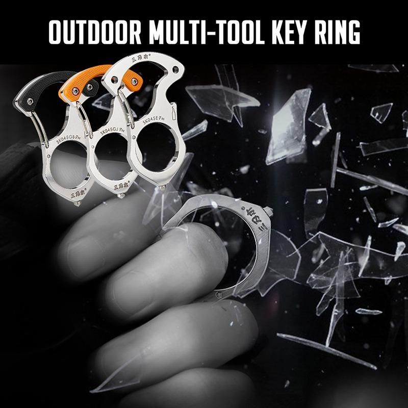 Multifunctional Keychain Bottle Opener Self-defense Portable Mountaineering Car Keychain Gift Stainless Steel Hanging Buckle