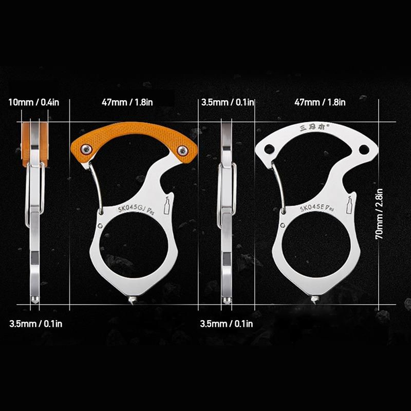 Multifunctional Keychain Bottle Opener Self-defense Portable Mountaineering Car Keychain Gift Stainless Steel Hanging Buckle
