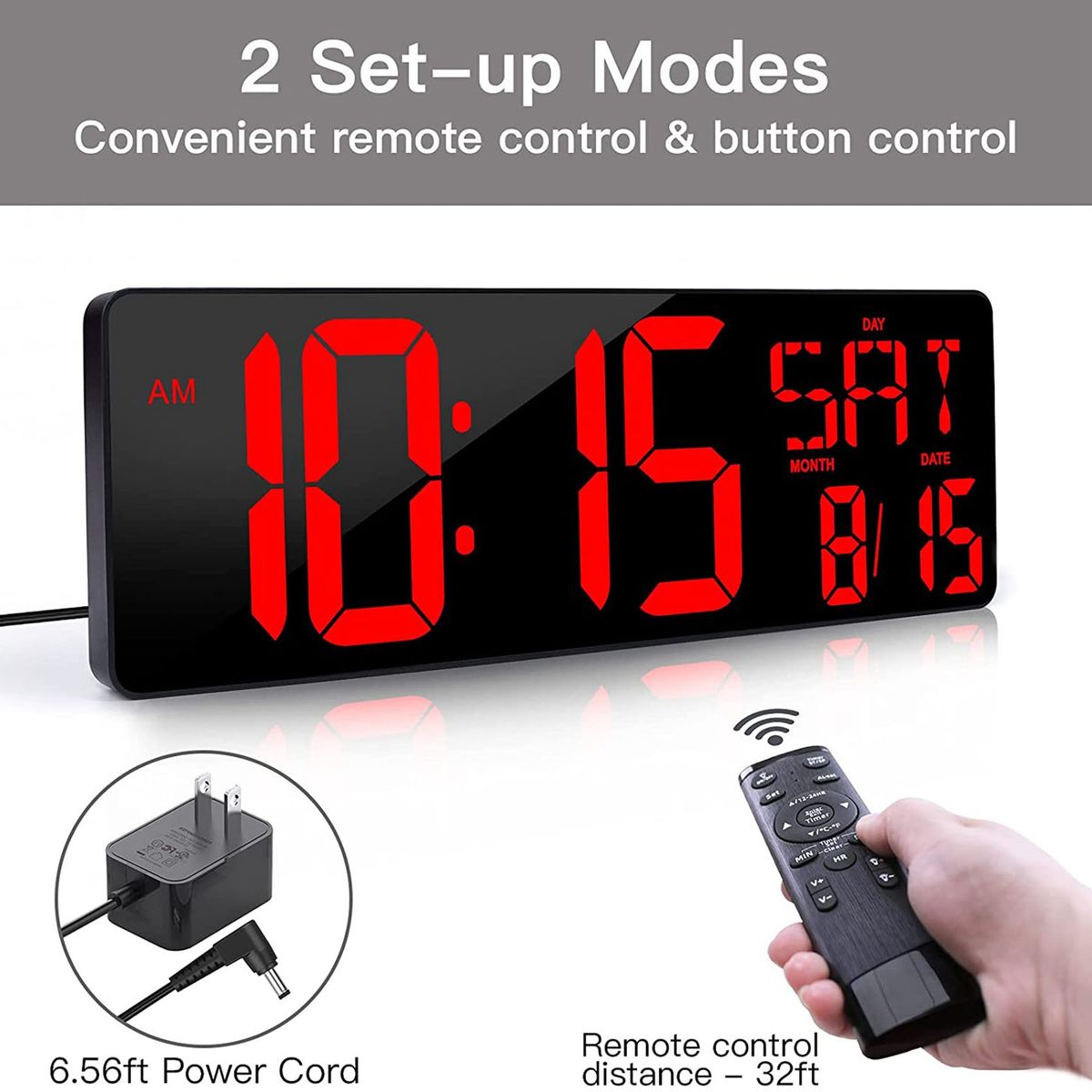 Large Digital Wall Clock With Remote Control