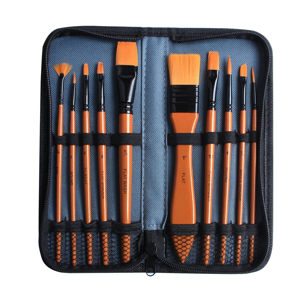 EVAL 10pcs/set Nylon Hair Wooden Watercolor Paint Brush Pen Orange Scrubbing Scraper Acrylic Painting Art Paint Brushes Art Tool