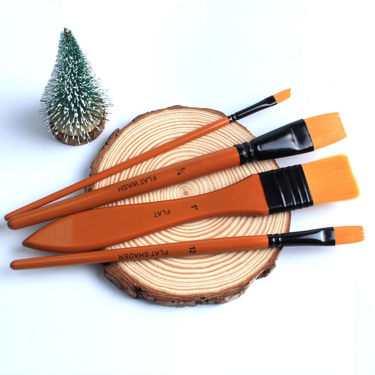EVAL 10pcs/set Nylon Hair Wooden Watercolor Paint Brush Pen Orange Scrubbing Scraper Acrylic Painting Art Paint Brushes Art Tool