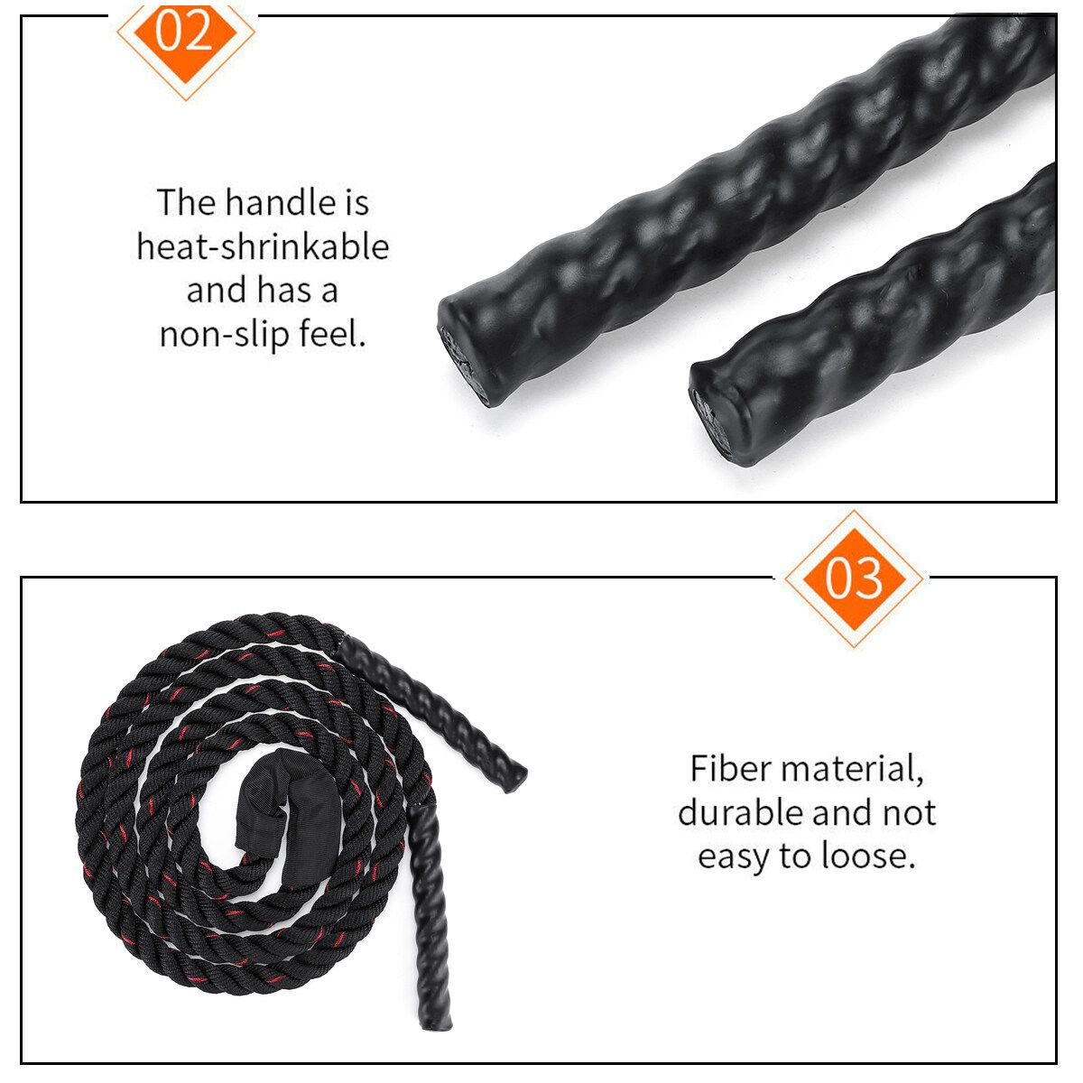 3M 25mm 10ft Fitness Heavy Jump Ropes Weighted Battle Skipping Training Rope Black