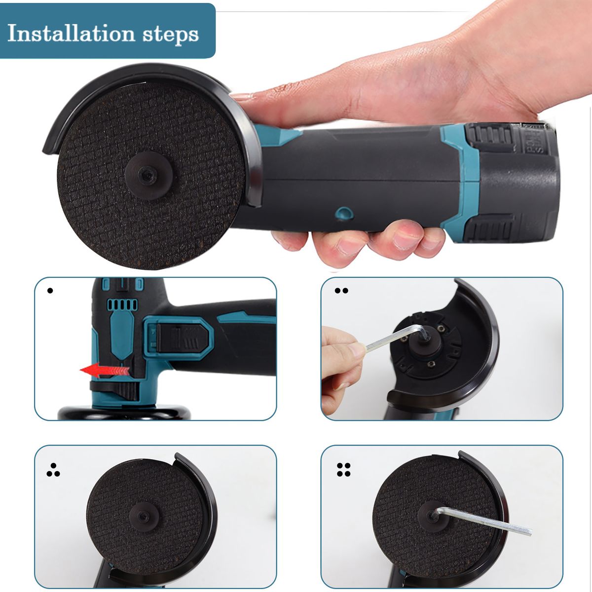 12V Cordless Brush Angle Grinder Kit, Ginding Disc 3