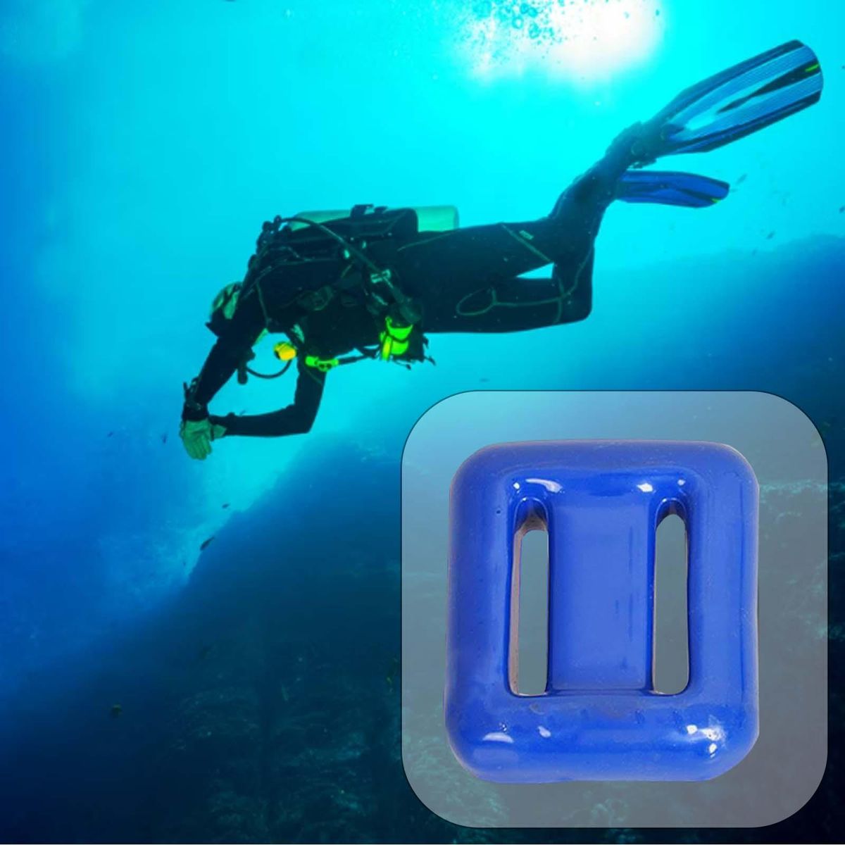 Solid Scuba Weights 0.5kg To 1.5kg Non Slip PVC Blue 1500g