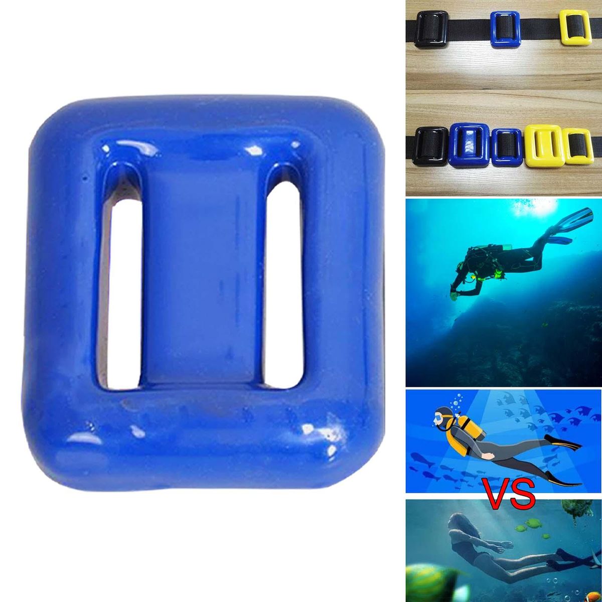 Solid Scuba Weights 0.5kg To 1.5kg Non Slip PVC Blue 1500g