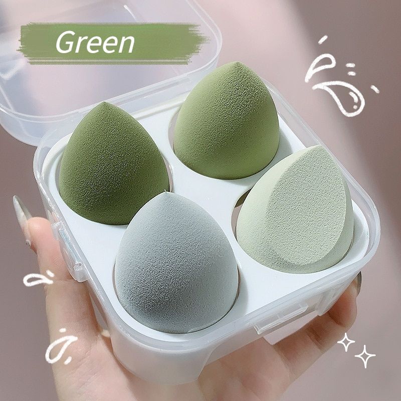 4Pcs/box Makeup Sponge Set Cute Fruit Cosmetic Puff For Foundation Cream Concealer Powder Face Make Up Blender Beauty Tools Pear Green Set With Box