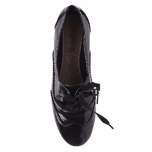 Women's Lace-up Loafers - Black