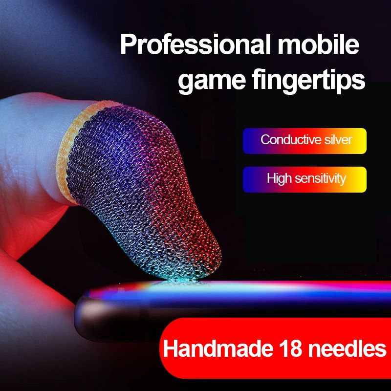 15 Pairs Gaming Finger Cover,Color: Silver Fibre Blue Trim