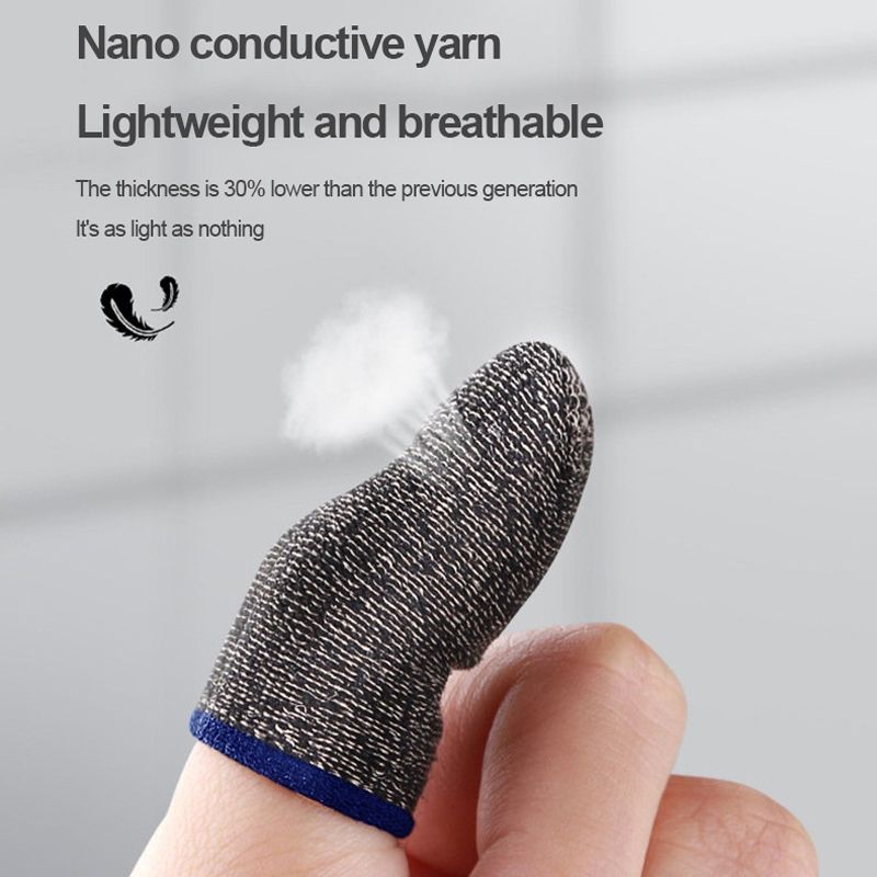 15 Pairs Gaming Finger Cover,Color: Silver Fibre Blue Trim
