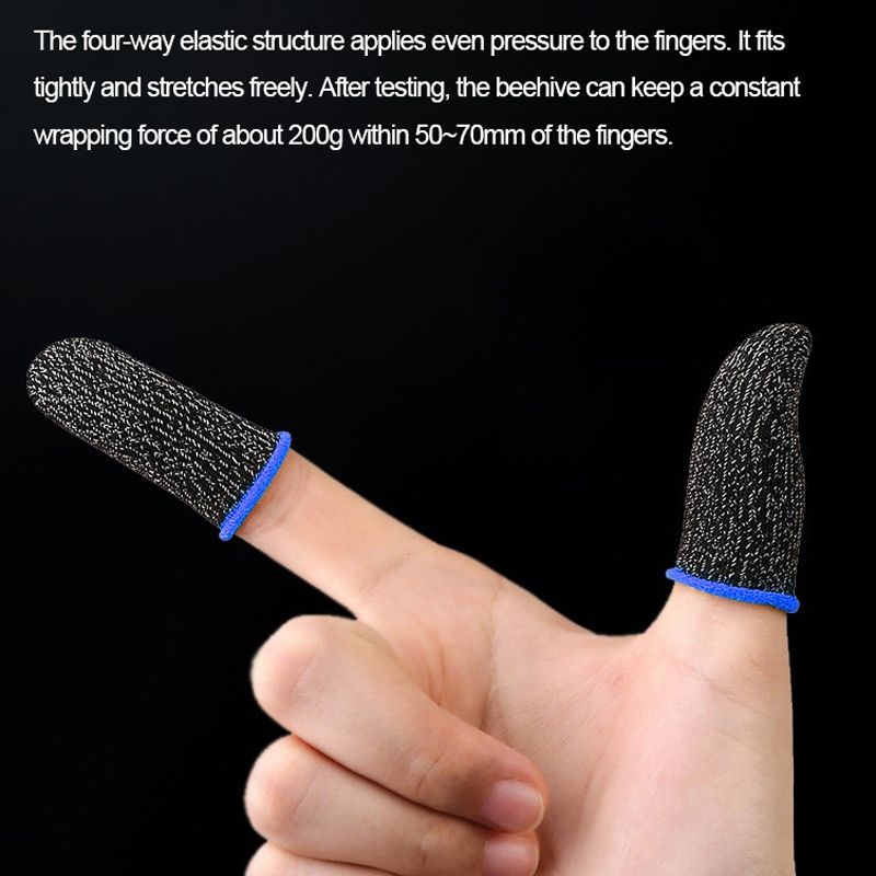 15 Pairs Gaming Finger Cover,Color: Silver Fibre Blue Trim