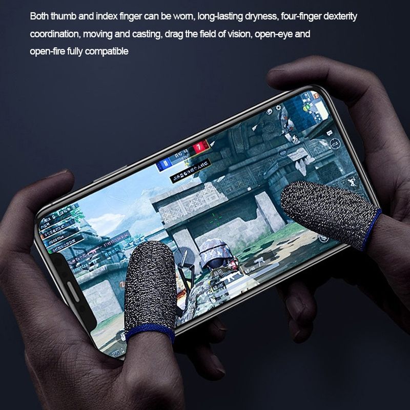 15 Pairs Gaming Finger Cover,Color: Silver Fibre Blue Trim