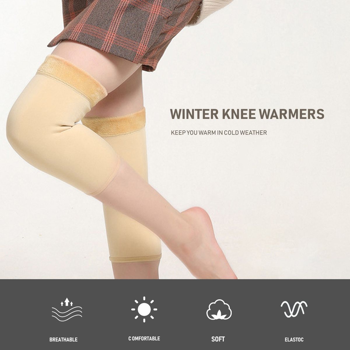 Pair Of Knee Warmers Thermal Elastic Non-Slip Braces