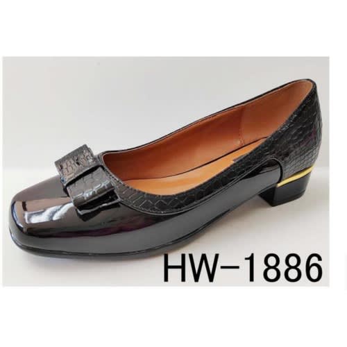 Capveen - Ombre Leather Short Heel Shoe -  Black