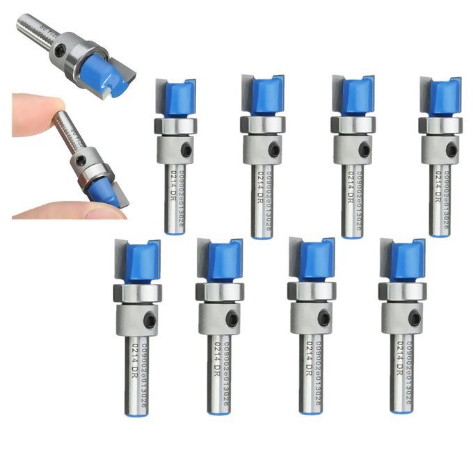 8pc 14 Shank 12 Bearing MortiseTemplate Flush Trim  Router