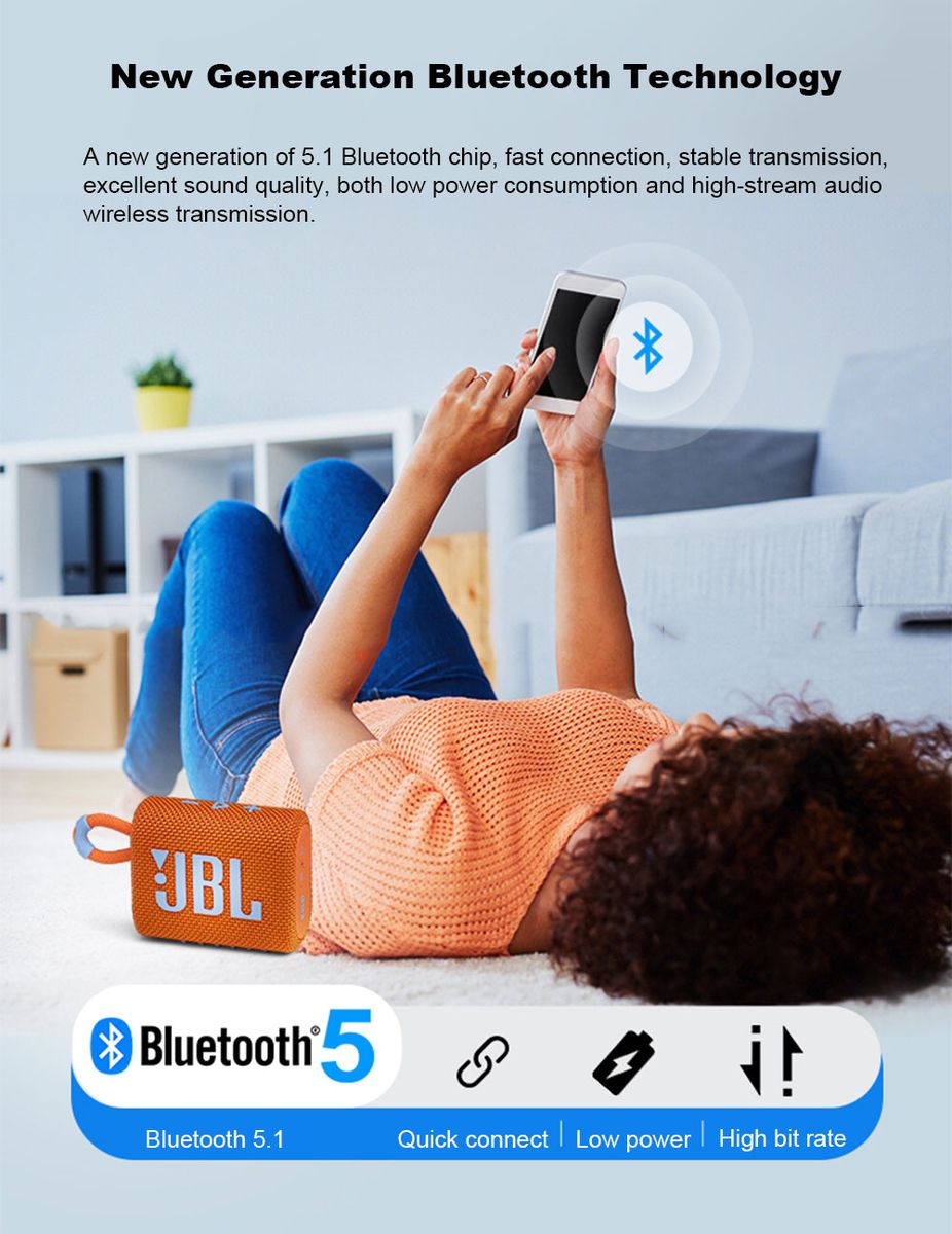 GO3 Portable JBL Bluetooth Speaker - Grey