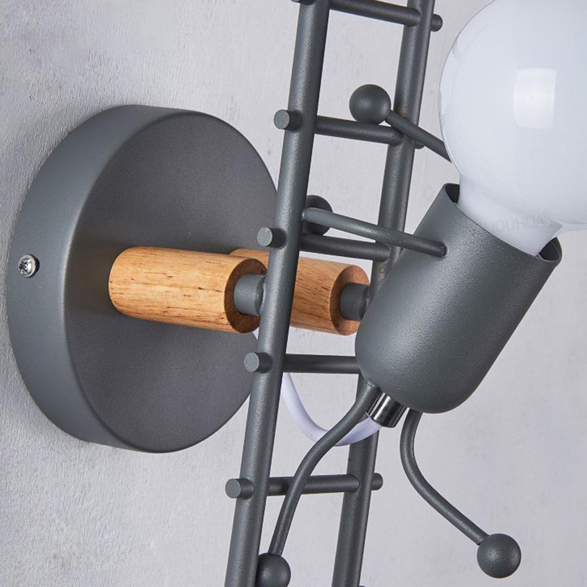 The Nordic Style Bedroom Iron Art The Little Man Climbed The Stairs Wall Lamp Corridor Children's Room Bedside Decoration Lamp