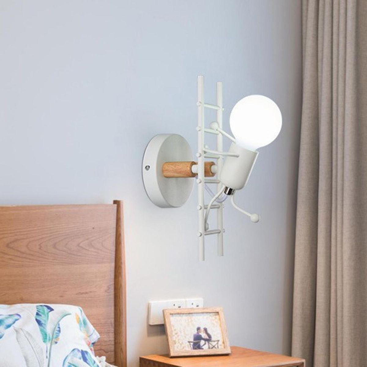 The Nordic Style Bedroom Iron Art The Little Man Climbed The Stairs Wall Lamp Corridor Children's Room Bedside Decoration Lamp