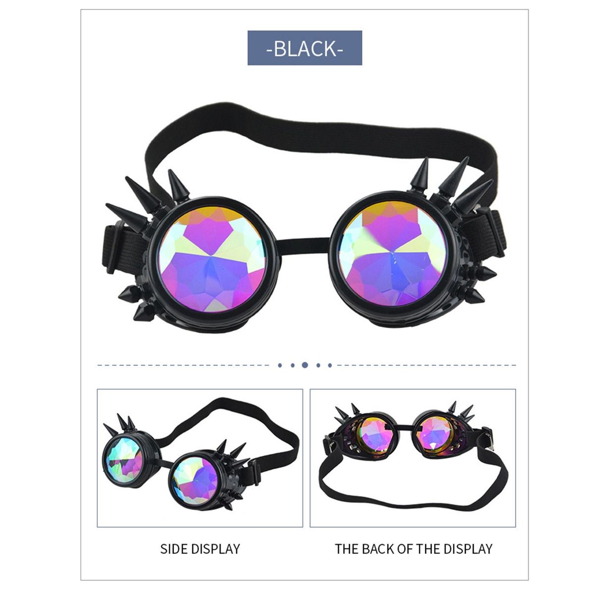 Kaleidoscope Glasses Costume Parties Steampunk Glasses Black