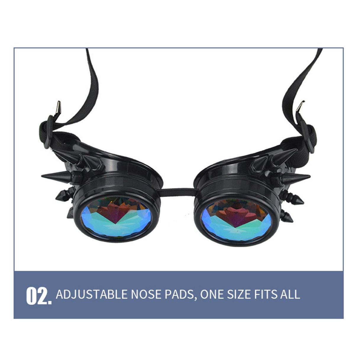 Kaleidoscope Glasses Costume Parties Steampunk Glasses Black