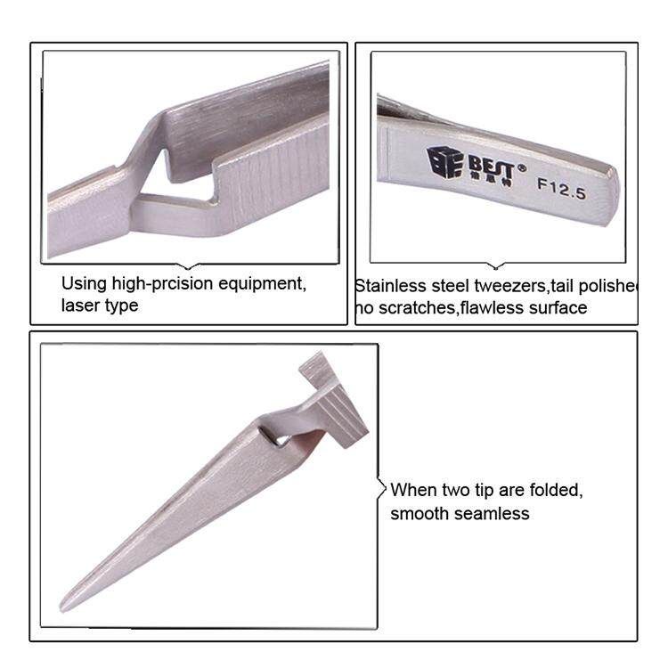 BEST BST-F12.5 Multifunctional Stainless Steel X Types Self Closed Tweezer For Mobile Phone Laptop Repair