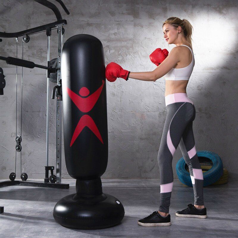 1.6M Inflatable Stress Punching Tower Bag Boxing Standing Water Base Training Pressure Relief